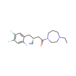 CCN1CCCN(C(=O)C[C@H](N)Cc2cc(F)c(F)cc2F)CC1 ZINC000040935189