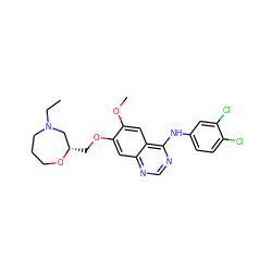 CCN1CCCO[C@@H](COc2cc3ncnc(Nc4ccc(Cl)c(Cl)c4)c3cc2OC)C1 ZINC000114820678