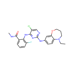 CCN1CCCOc2cc(Nc3ncc(Cl)c(Nc4c(F)cccc4C(=O)NC)n3)ccc21 ZINC000066251934