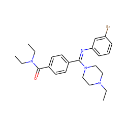 CCN1CCN(/C(=N\c2cccc(Br)c2)c2ccc(C(=O)N(CC)CC)cc2)CC1 ZINC000100888846