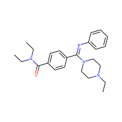 CCN1CCN(/C(=N\c2ccccc2)c2ccc(C(=O)N(CC)CC)cc2)CC1 ZINC000100800492