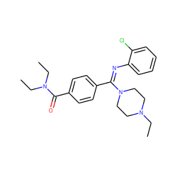 CCN1CCN(/C(=N\c2ccccc2Cl)c2ccc(C(=O)N(CC)CC)cc2)CC1 ZINC000100797924