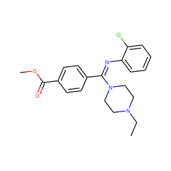 CCN1CCN(/C(=N\c2ccccc2Cl)c2ccc(C(=O)OC)cc2)CC1 ZINC000029463132