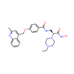 CCN1CCN([C@@H](CNC(=O)c2ccc(OCc3cc(C)nc4ccccc34)cc2)C(=O)NO)CC1 ZINC000116375627