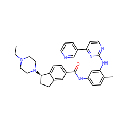 CCN1CCN([C@@H]2CCc3cc(C(=O)Nc4ccc(C)c(Nc5nccc(-c6cccnc6)n5)c4)ccc32)CC1 ZINC000138929035