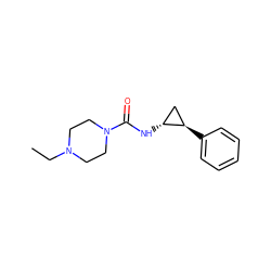 CCN1CCN(C(=O)N[C@@H]2C[C@H]2c2ccccc2)CC1 ZINC000036188138