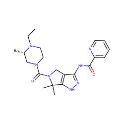 CCN1CCN(C(=O)N2Cc3c(NC(=O)c4ccccn4)n[nH]c3C2(C)C)C[C@@H]1C ZINC000114179807