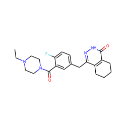 CCN1CCN(C(=O)c2cc(Cc3n[nH]c(=O)c4c3CCCC4)ccc2F)CC1 ZINC000149180464