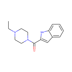 CCN1CCN(C(=O)c2cc3ccccc3[nH]2)CC1 ZINC000053194796