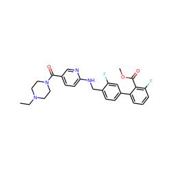 CCN1CCN(C(=O)c2ccc(NCc3ccc(-c4cccc(F)c4C(=O)OC)cc3F)nc2)CC1 ZINC000036161591