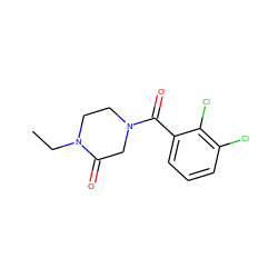 CCN1CCN(C(=O)c2cccc(Cl)c2Cl)CC1=O ZINC000059280317