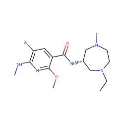 CCN1CCN(C)C[C@@H](NC(=O)c2cc(Br)c(NC)nc2OC)C1 ZINC000022448624