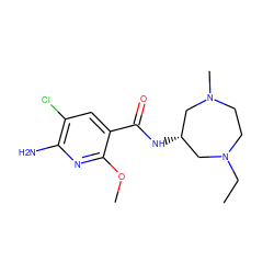 CCN1CCN(C)C[C@@H](NC(=O)c2cc(Cl)c(N)nc2OC)C1 ZINC000022778620