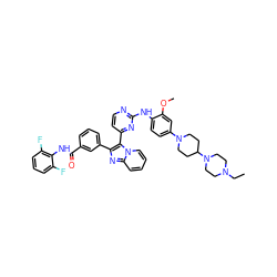 CCN1CCN(C2CCN(c3ccc(Nc4nccc(-c5c(-c6cccc(C(=O)Nc7c(F)cccc7F)c6)nc6ccccn56)n4)c(OC)c3)CC2)CC1 ZINC000165102188