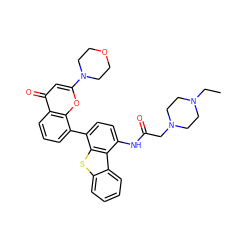 CCN1CCN(CC(=O)Nc2ccc(-c3cccc4c(=O)cc(N5CCOCC5)oc34)c3sc4ccccc4c23)CC1 ZINC000100766433