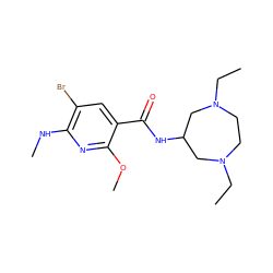 CCN1CCN(CC)CC(NC(=O)c2cc(Br)c(NC)nc2OC)C1 ZINC000022928220