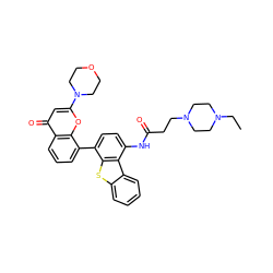 CCN1CCN(CCC(=O)Nc2ccc(-c3cccc4c(=O)cc(N5CCOCC5)oc34)c3sc4ccccc4c23)CC1 ZINC000101696202