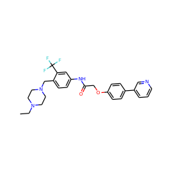 CCN1CCN(Cc2ccc(NC(=O)COc3ccc(-c4cccnc4)cc3)cc2C(F)(F)F)CC1 ZINC000146517868