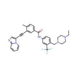 CCN1CCN(Cc2ccc(NC(=O)c3ccc(C)c(C#Cc4cnc5ccccn45)c3)cc2C(F)(F)F)CC1 ZINC000053229146