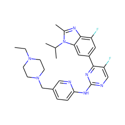 CCN1CCN(Cc2ccc(Nc3ncc(F)c(-c4cc(F)c5nc(C)n(C(C)C)c5c4)n3)nc2)CC1 ZINC000072318121