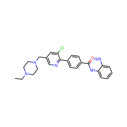 CCN1CCN(Cc2cnc(-c3ccc(C(=O)Nc4ccccc4N)cc3)c(Cl)c2)CC1 ZINC000029042585