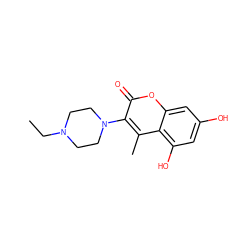 CCN1CCN(c2c(C)c3c(O)cc(O)cc3oc2=O)CC1 ZINC000045371024