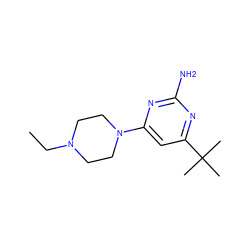 CCN1CCN(c2cc(C(C)(C)C)nc(N)n2)CC1 ZINC000040834123