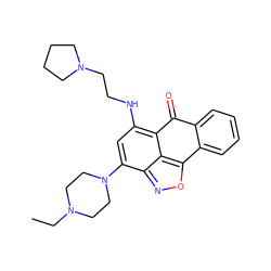 CCN1CCN(c2cc(NCCN3CCCC3)c3c4c(onc24)-c2ccccc2C3=O)CC1 ZINC001772575988