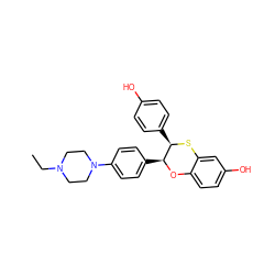 CCN1CCN(c2ccc([C@@H]3Oc4ccc(O)cc4S[C@@H]3c3ccc(O)cc3)cc2)CC1 ZINC000027201927