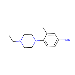 CCN1CCN(c2ccc(N)cc2C)CC1 ZINC000005926902