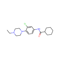 CCN1CCN(c2ccc(NC(=O)C3CCCCC3)cc2Cl)CC1 ZINC000029128765