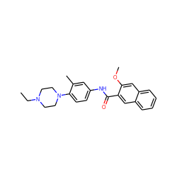 CCN1CCN(c2ccc(NC(=O)c3cc4ccccc4cc3OC)cc2C)CC1 ZINC000008340861