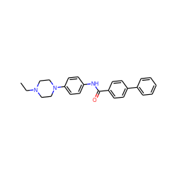 CCN1CCN(c2ccc(NC(=O)c3ccc(-c4ccccc4)cc3)cc2)CC1 ZINC000000725024