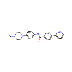 CCN1CCN(c2ccc(NC(=O)c3ccc(-c4cccnc4)cc3)cc2)CC1 ZINC000096273163