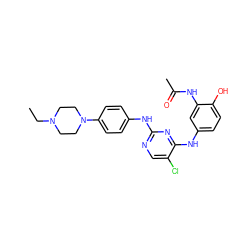 CCN1CCN(c2ccc(Nc3ncc(Cl)c(Nc4ccc(O)c(NC(C)=O)c4)n3)cc2)CC1 ZINC000063540074