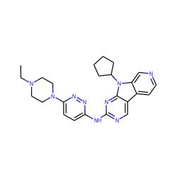 CCN1CCN(c2ccc(Nc3ncc4c5ccncc5n(C5CCCC5)c4n3)nn2)CC1 ZINC000117690070