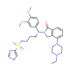 CCN1CCN(c2cccc3c2CN([C@H](CCCNS(=O)(=O)c2c[nH]cn2)c2ccc(OC)c(OC)c2)C3=O)CC1 ZINC000049722755