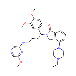 CCN1CCN(c2cccc3c2CN([C@H](CCCNc2cncc(OC)n2)c2ccc(OC)c(OC)c2)C3=O)CC1 ZINC000049694635