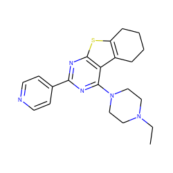 CCN1CCN(c2nc(-c3ccncc3)nc3sc4c(c23)CCCC4)CC1 ZINC000223691167