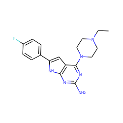 CCN1CCN(c2nc(N)nc3[nH]c(-c4ccc(F)cc4)cc23)CC1 ZINC000095597955