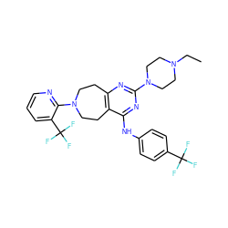 CCN1CCN(c2nc3c(c(Nc4ccc(C(F)(F)F)cc4)n2)CCN(c2ncccc2C(F)(F)F)CC3)CC1 ZINC000066260104