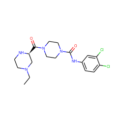 CCN1CCN[C@@H](C(=O)N2CCN(C(=O)Nc3ccc(Cl)c(Cl)c3)CC2)C1 ZINC000084711115