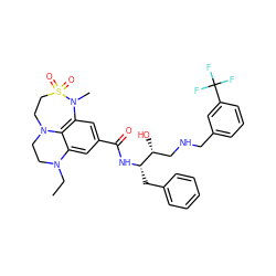 CCN1CCN2CCS(=O)(=O)N(C)c3cc(C(=O)N[C@@H](Cc4ccccc4)[C@H](O)CNCc4cccc(C(F)(F)F)c4)cc1c32 ZINC000473243963