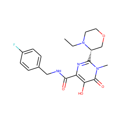 CCN1CCOC[C@@H]1c1nc(C(=O)NCc2ccc(F)cc2)c(O)c(=O)n1C ZINC000089774369