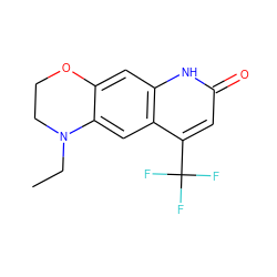 CCN1CCOc2cc3[nH]c(=O)cc(C(F)(F)F)c3cc21 ZINC000014967266