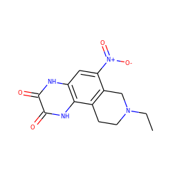 CCN1CCc2c(c([N+](=O)[O-])cc3[nH]c(=O)c(=O)[nH]c23)C1 ZINC000013743338