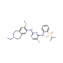 CCN1CCc2cc(Nc3ncc(Cl)c(Nc4ccccc4S(=O)(=O)C(C)C)n3)c(OC)cc2CC1 ZINC000473134784