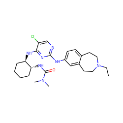 CCN1CCc2ccc(Nc3ncc(Cl)c(N[C@@H]4CCCC[C@H]4NC(=O)N(C)C)n3)cc2CC1 ZINC000072175166