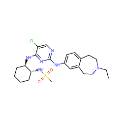 CCN1CCc2ccc(Nc3ncc(Cl)c(N[C@@H]4CCCC[C@H]4NS(C)(=O)=O)n3)cc2CC1 ZINC000072174410