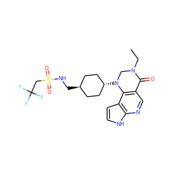 CCN1CN([C@H]2CC[C@H](CNS(=O)(=O)CC(F)(F)F)CC2)c2c(cnc3[nH]ccc23)C1=O ZINC001772595663